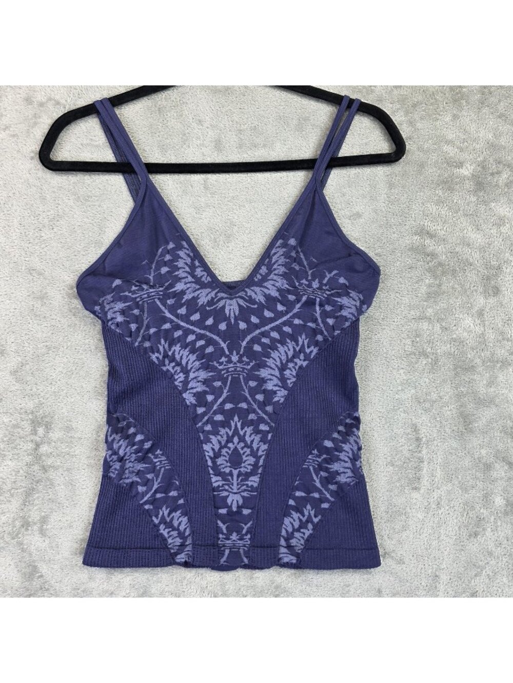 Intimately Free People Camisole Tank Top Womens M/L Purple Floral Seamless Knit